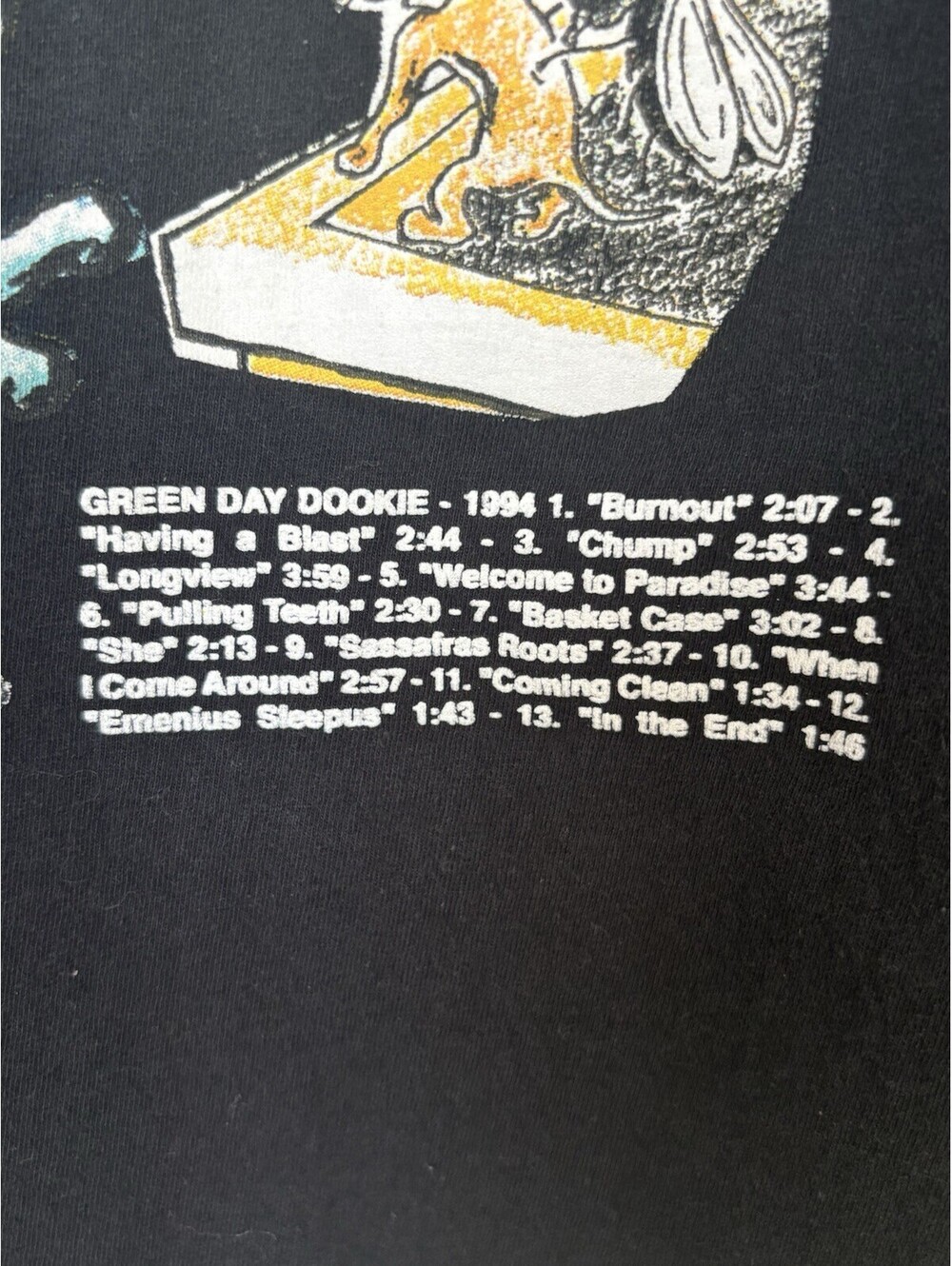 Green Day Dookie Black Graphic T-Shirt Music Rock & Pop Band Tee S/M - Picture 2 of 9